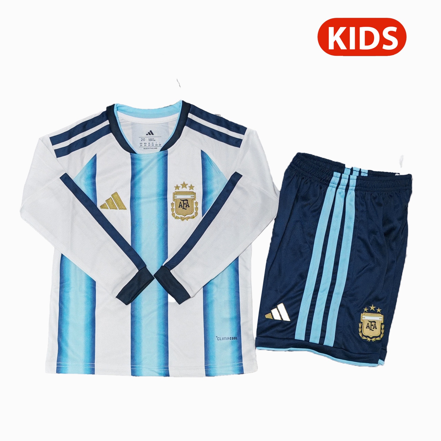 Argentina 2026 Home Long Sleeves Kids Kit - Without Chest Patch - UnitedFutballJersey