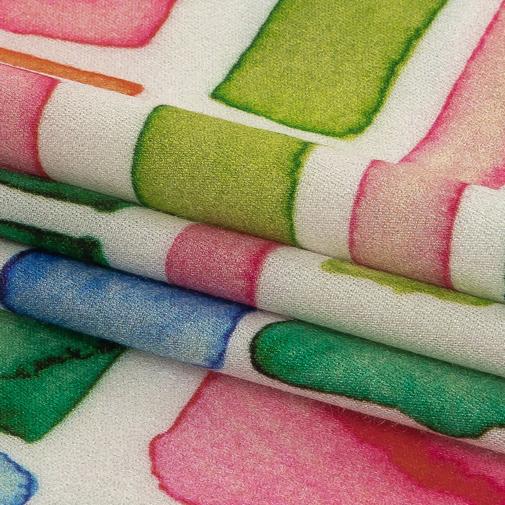 Rayon Challis - Rainbow Watercolor Plaid - Jujube Jubilee Print - Mood Exclusive Sugar Collection - Joann Fabrics