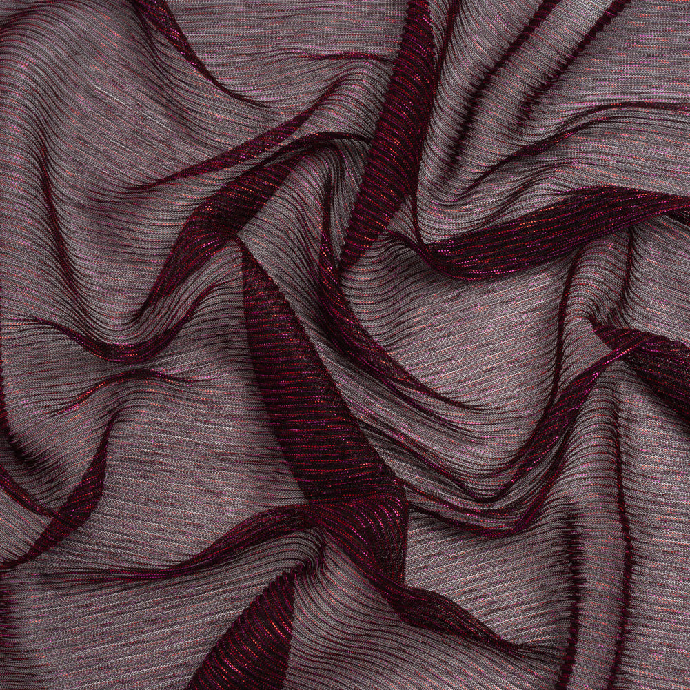 Metallic Plisse Mesh - Plum and Black - Designer Deadstock - Joann Fabrics