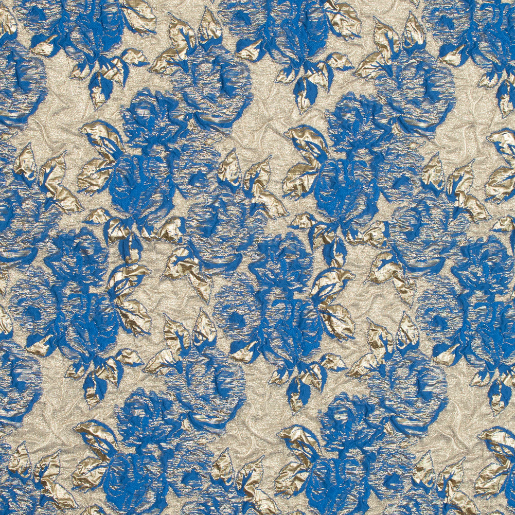 Cobalt Luxury Floral Metallic Brocade - Joann Fabrics