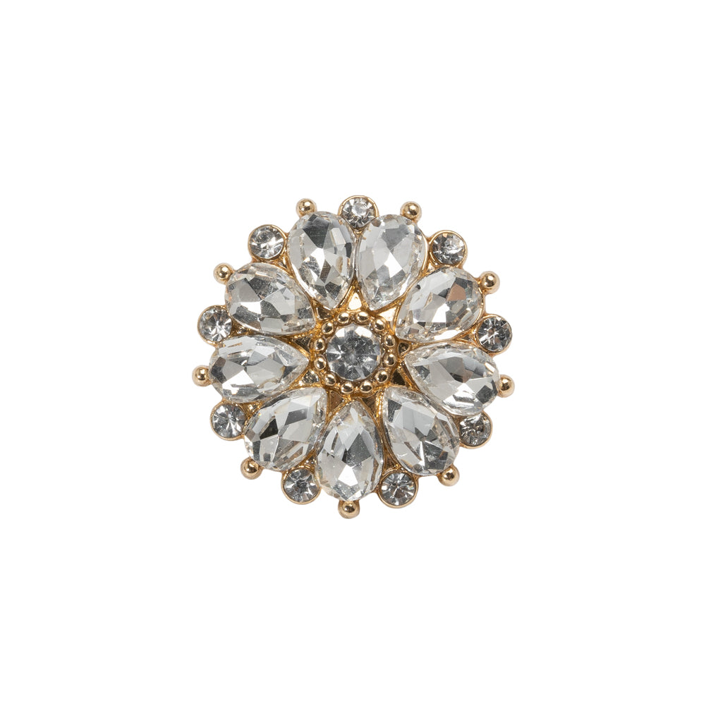 Rhinestone and Metal Shank Back Button - 32L/20mm - Crystal and Gold Little Daisy - Joann Fabrics