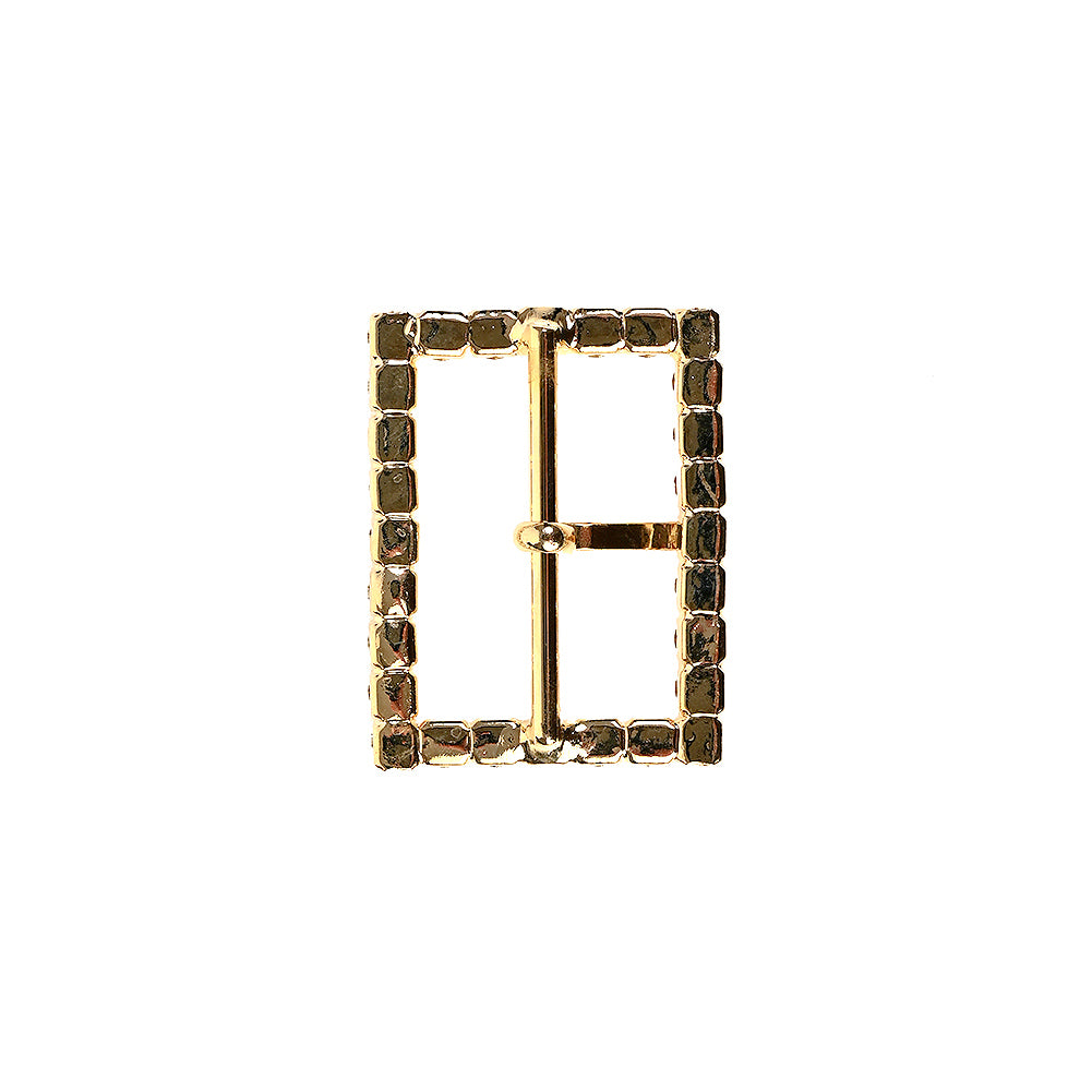Swarovski Crystal and Gold Rectangular Rhinestone Buckle - 1.125