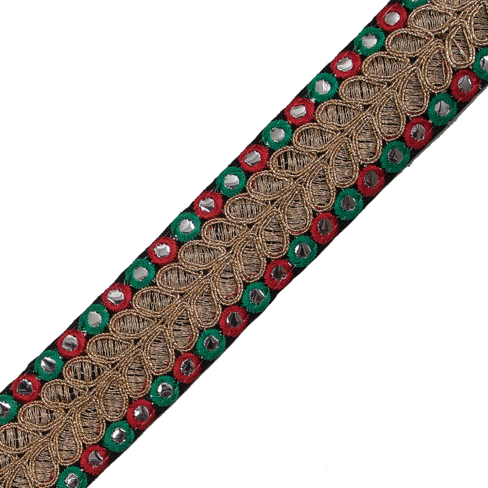Red, Green and Metallic Gold Mirror Trim - 1.5