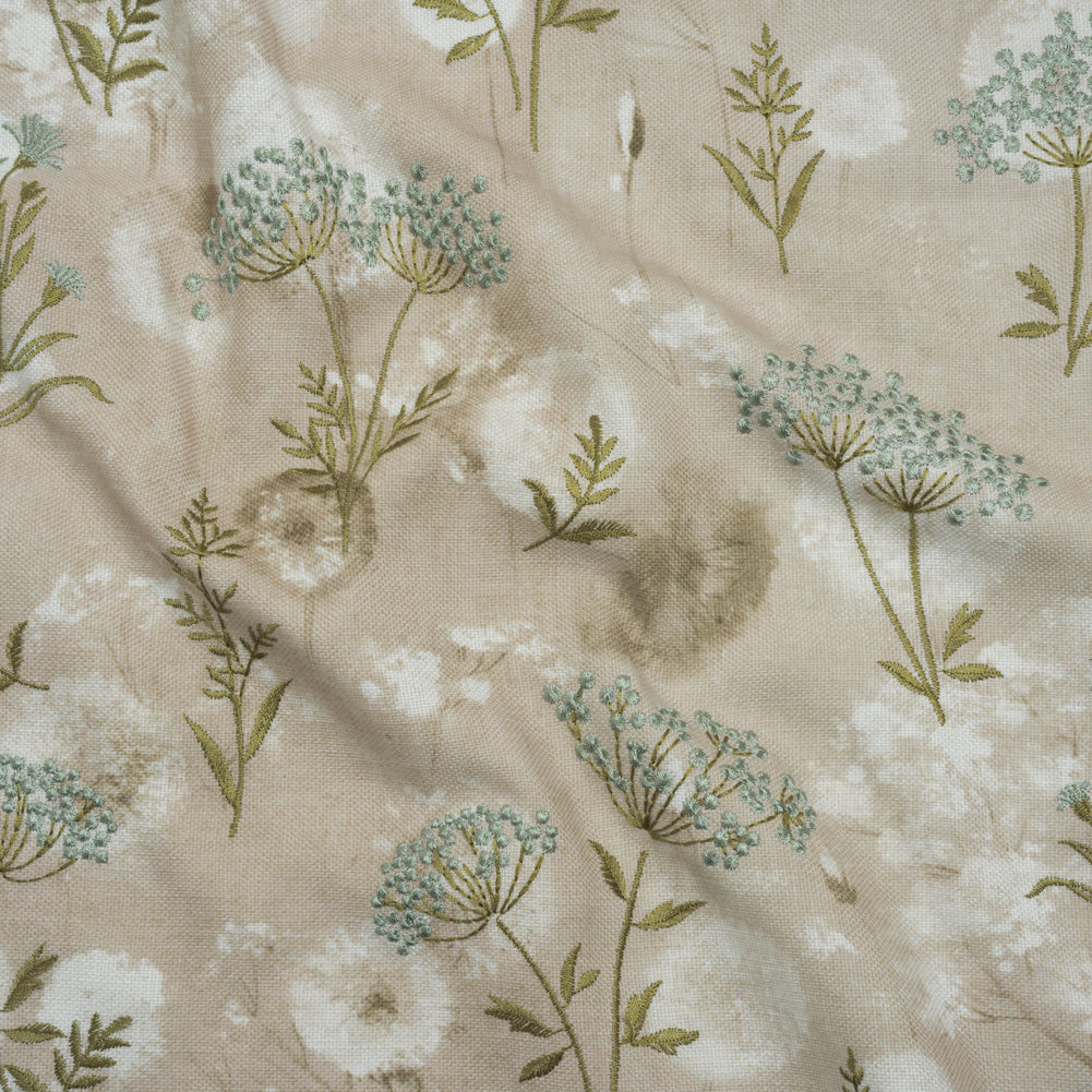 Cotton Canvas Print with Floral Embroidery - Opal Tie Dye Spots - British Imported - Joann Fabrics