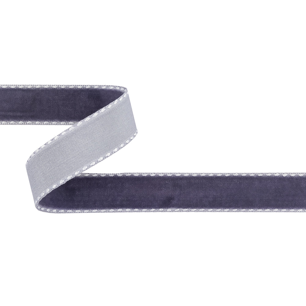 Faded Purple and White Side-Stitched Velvet Ribbon - 0.625