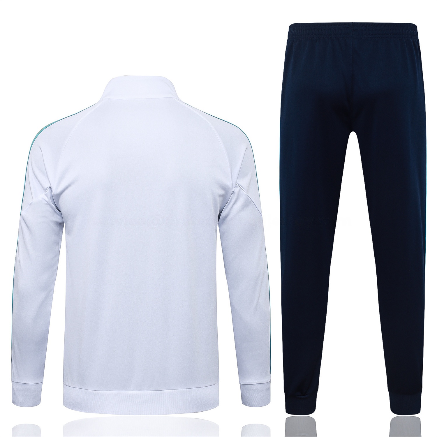 Marseille 25-26 Long Sleeve Training Set - White Top & Dark Blue Pants - UnitedFutballJersey