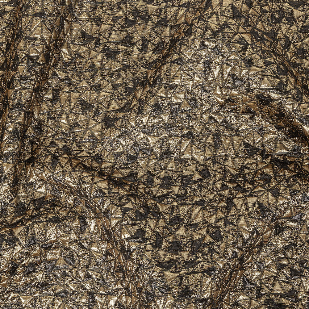 Mood Exclusive Metallic Gold and Black Tactile Triangles Luxury Brocade - Joann Fabrics