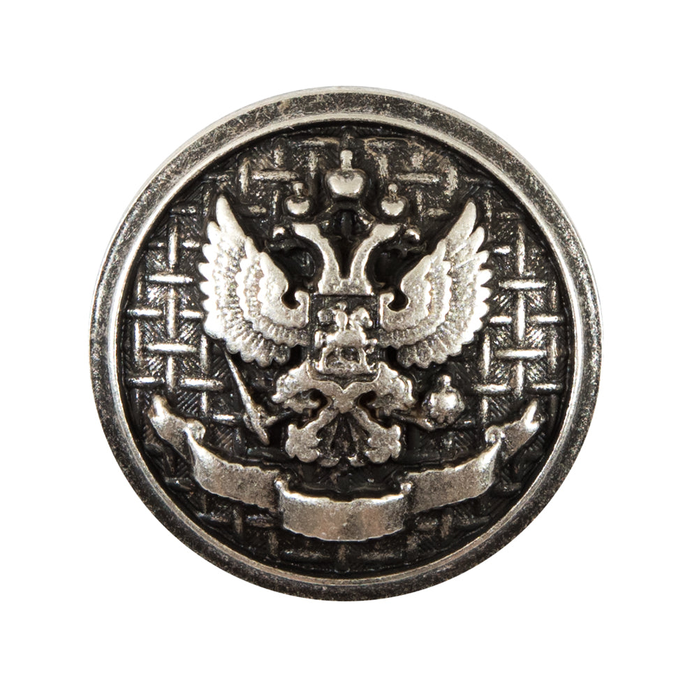 Italian Silver Button with Double-Headed Eagle Emblem - 44L/28mm - Joann Fabrics