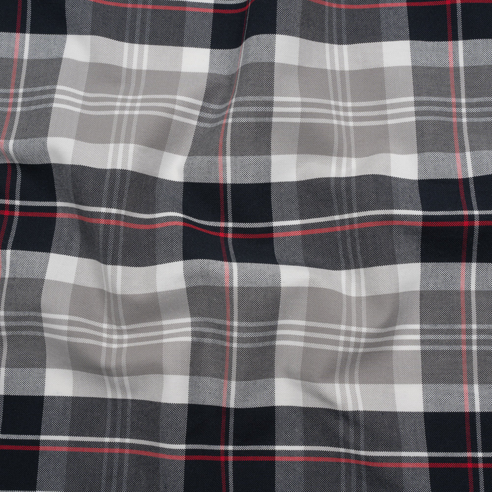 Cotton Oxford Shirting - Black, White and Red Plaid - Deadstock - Joann Fabrics