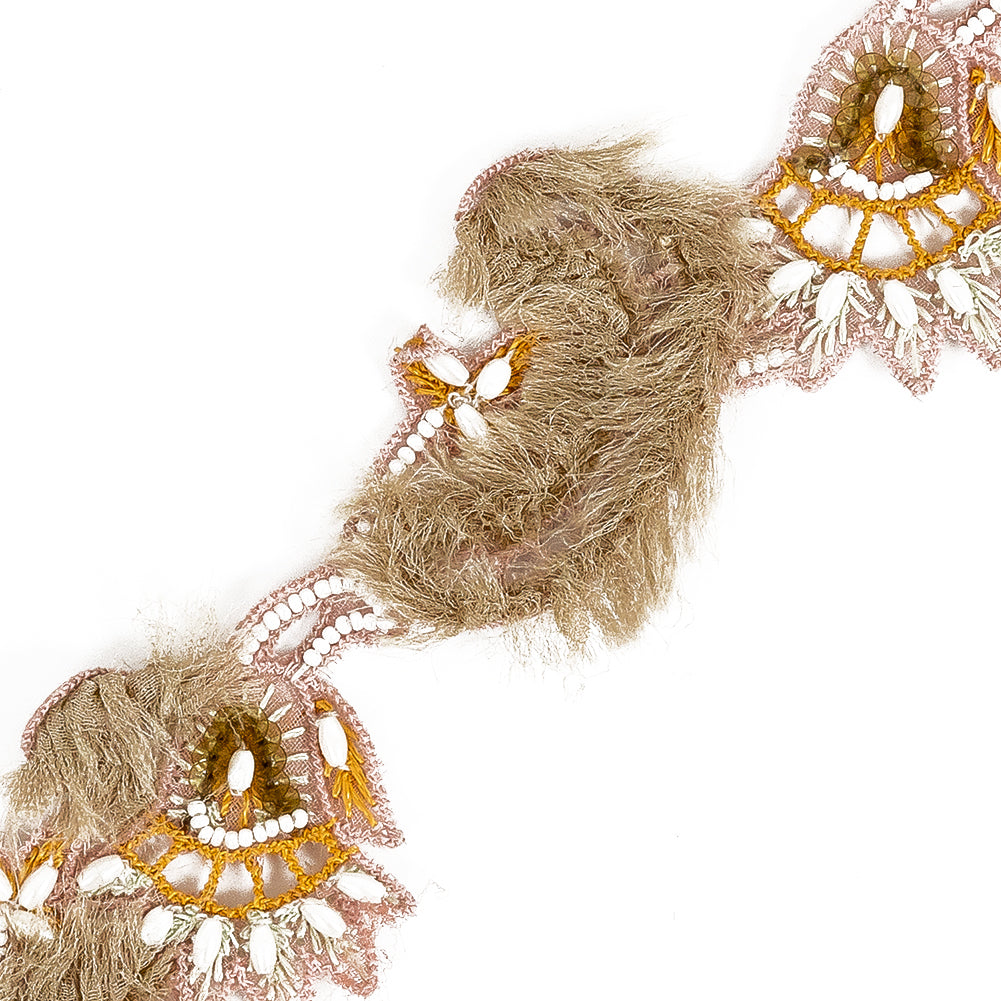 Rose Cache, Orange and Tan Floral Beaded Fringe Trim - Joann Fabrics