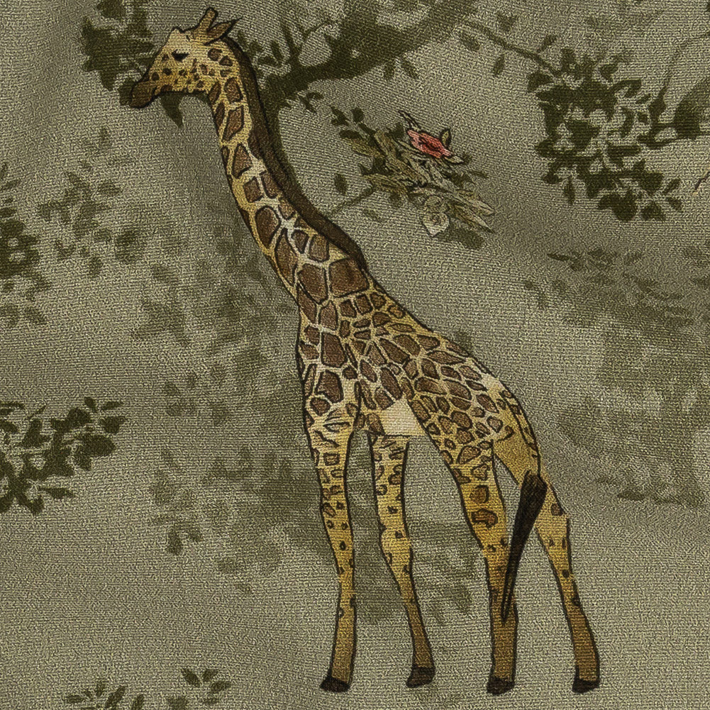 Sustainable Viscose Woven Print - Pale Green Savanna Animals and Trees - Mood Exclusive Serene Safari - Joann Fabrics