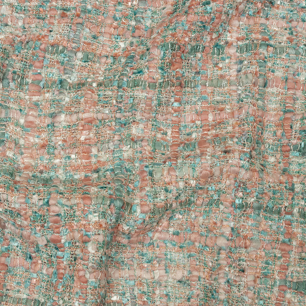 Viscose and Acrylic Chenille Tweed - Rose Tan and Light Teal - Newcastle Collection - Joann Fabrics