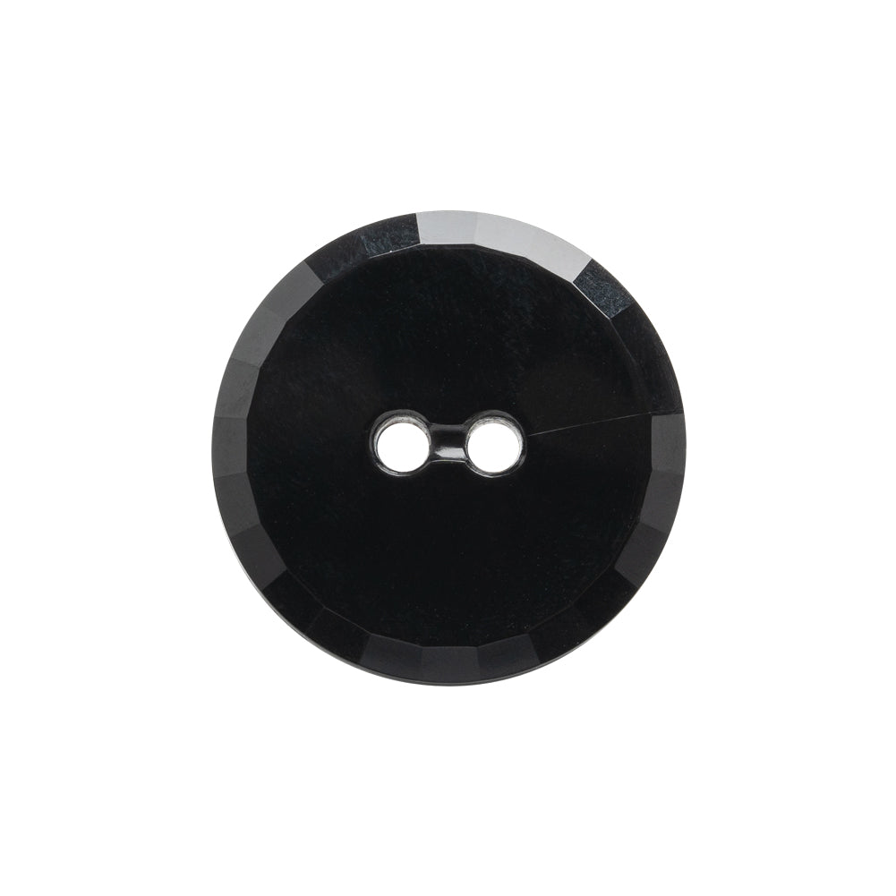 Flat Plastic 2-Hole Button - Black Faceted Rim - 36L/23mm - Joann Fabrics