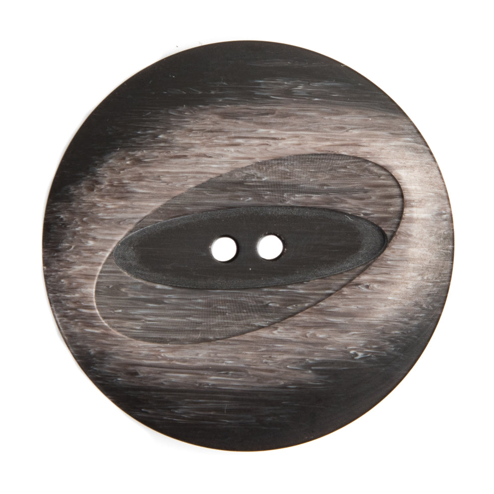 Plastic 2-Hole Button Made in Italy - 54L/34mm - Taupe and Dark Brown Woodgrain with Ovals - Joann Fabrics