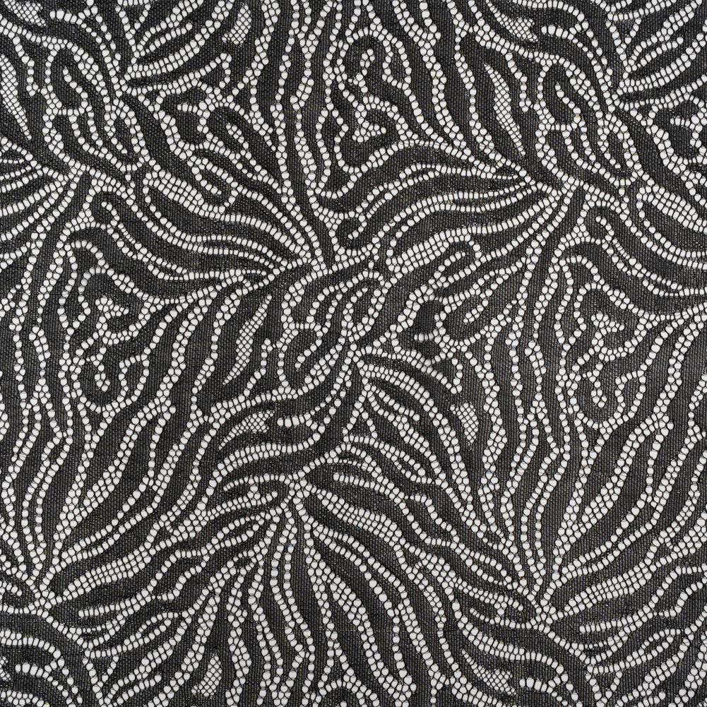 Fine Raschel Lace with Wavy Finished Edges - Black Abstracted Leaves - Joann Fabrics