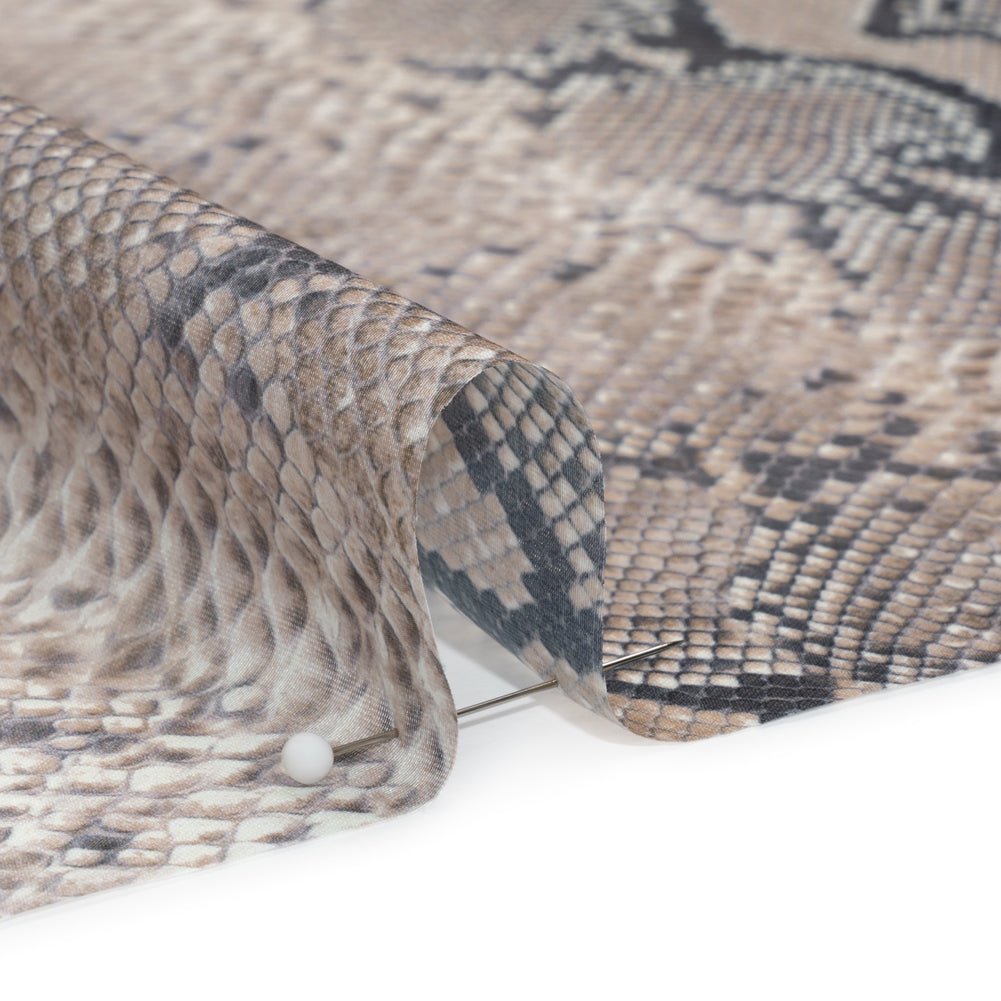 Famous Australian Designer Beige and Charcoal Snakeskin Polyester Voile - Joann Fabrics