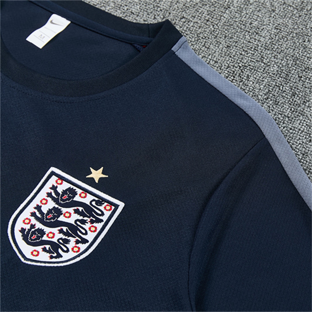 England 2026 Kids Short-Sleeve Training Set - Dark Blue Top & Dark Blue Pants - UnitedFutballJersey