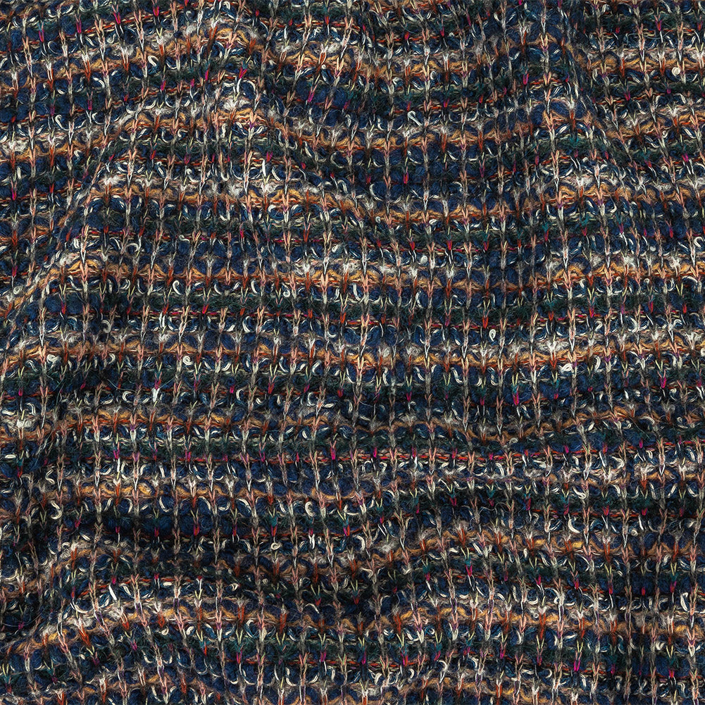 Dark Forest, Navy, and Beige Striated Chunky Wool Knit - Joann Fabrics