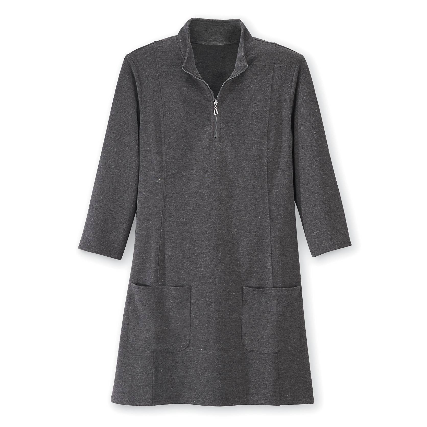 Ponte Knit Tunic, Quarter-Zip, 3/4 Sleeves - Northstyle Catalog
