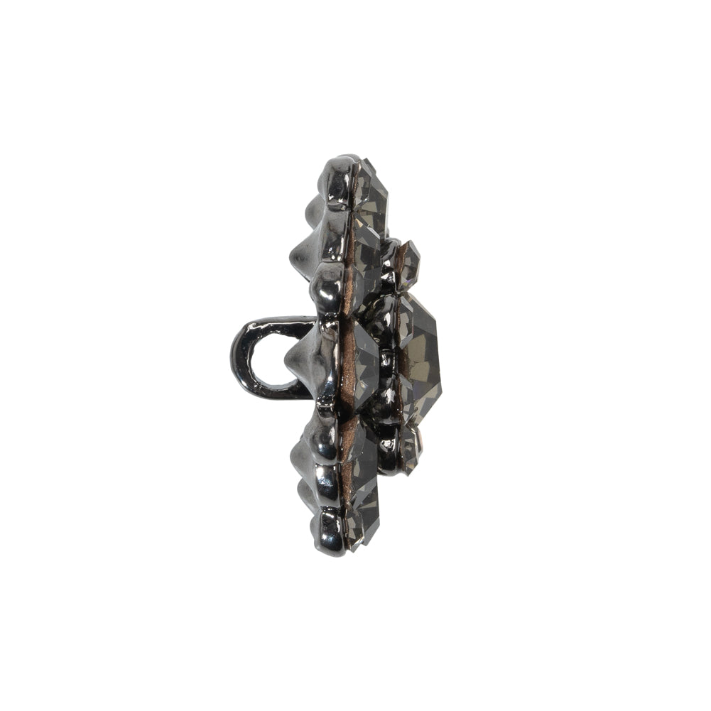 Rhinestone and Metal Shank Back Button - 38L/24mm - Black Diamond and Gunmetal Big Rings of Stones - Joann Fabrics