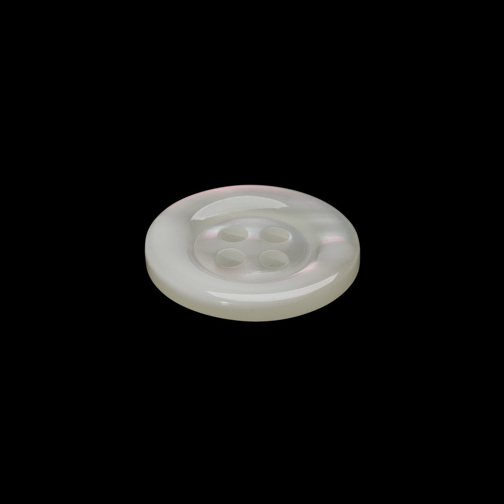 Plastic 4-Hole Button - 28L/18mm - Iridescent Ivory Rolled Rim - Joann Fabrics