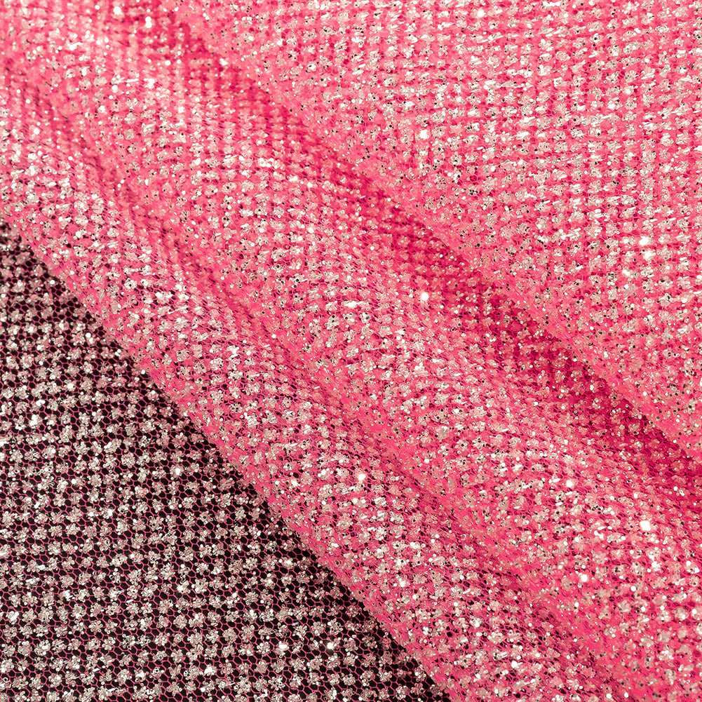 Tulle with Metallic Platinum Glitter - Neon Fuchsia - Platina Collection - Joann Fabrics