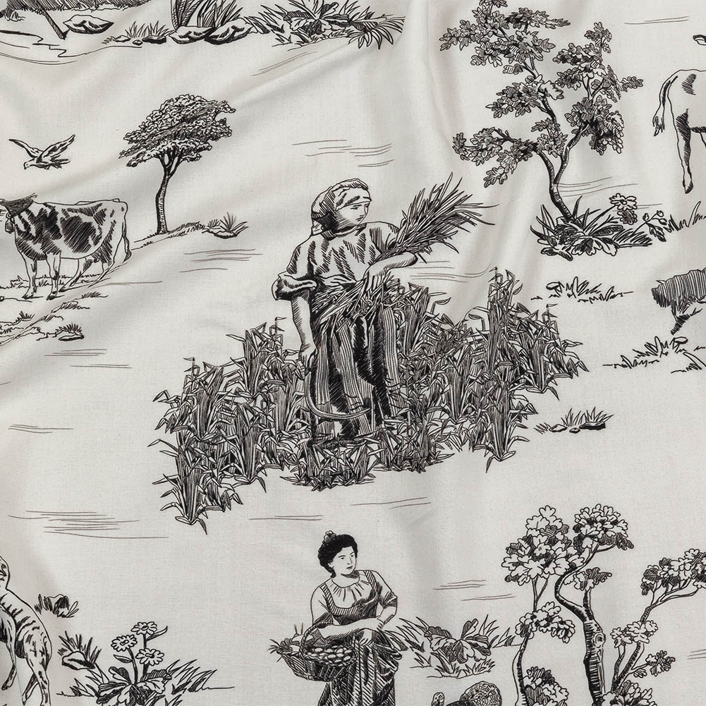 Black and White Classic Toile de Jouy Viscose Batiste - Joann Fabrics