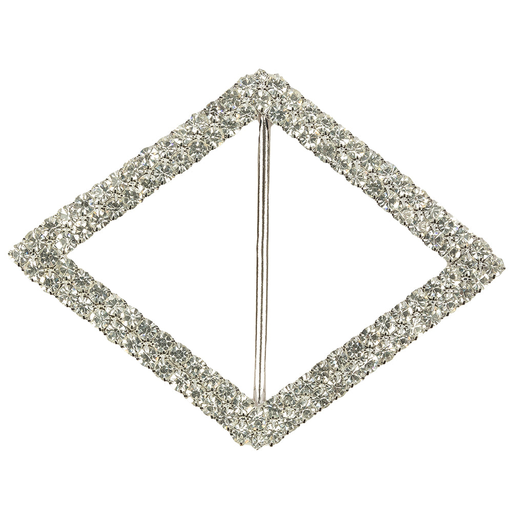 Vintage Czech Crystal Rhinestones and Silver Metal Diamond Slider - 3.25
