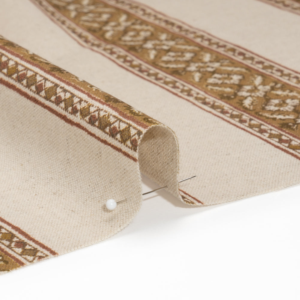Brushed Cotton and Linen Canvas - Cider Flowers and Diamonds Stripes - British Imported - Joann Fabrics