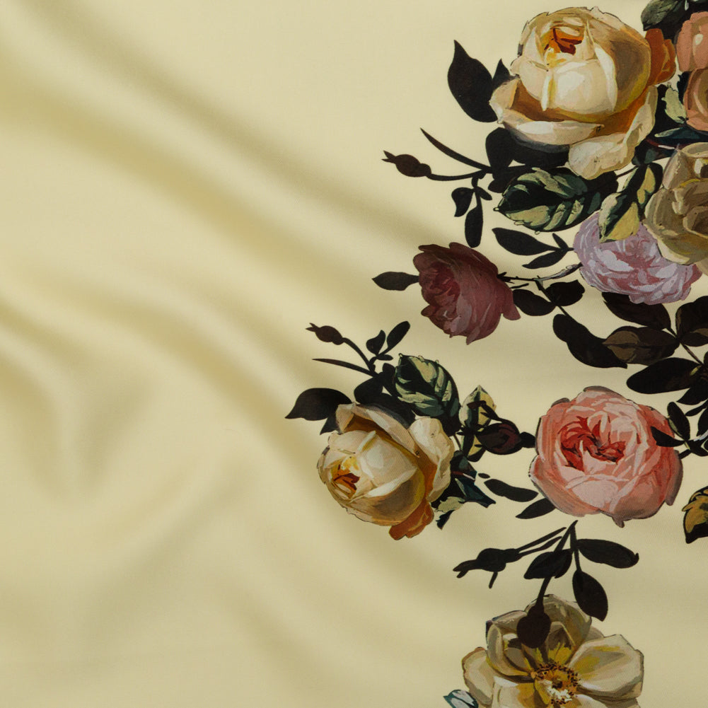 Tender Yellow and Black Forest Digitally Printed Flowers on a Premium Mikado/Twill - Joann Fabrics
