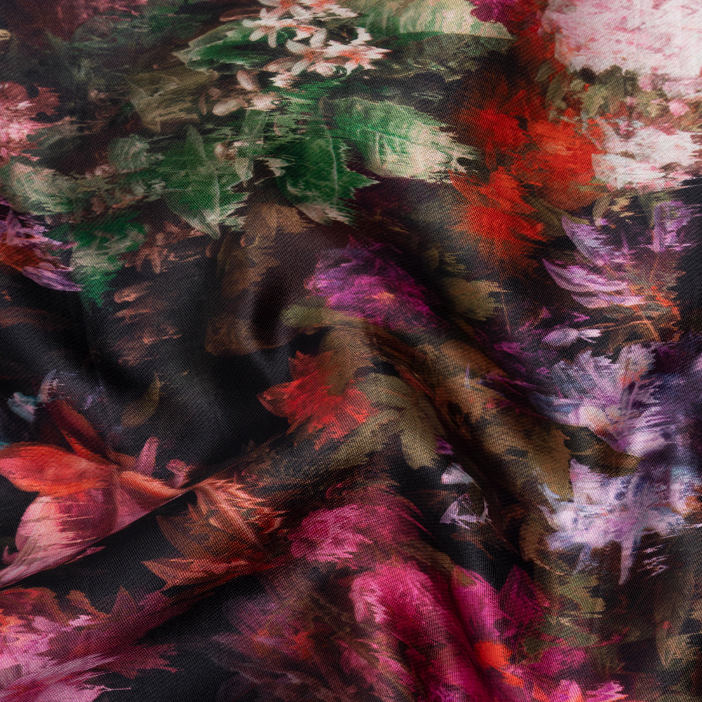 Polyester Mikado - Pink, Red and Green Melting Flowers - Mood Exclusive Alice’s Adventure Print - Joann Fabrics