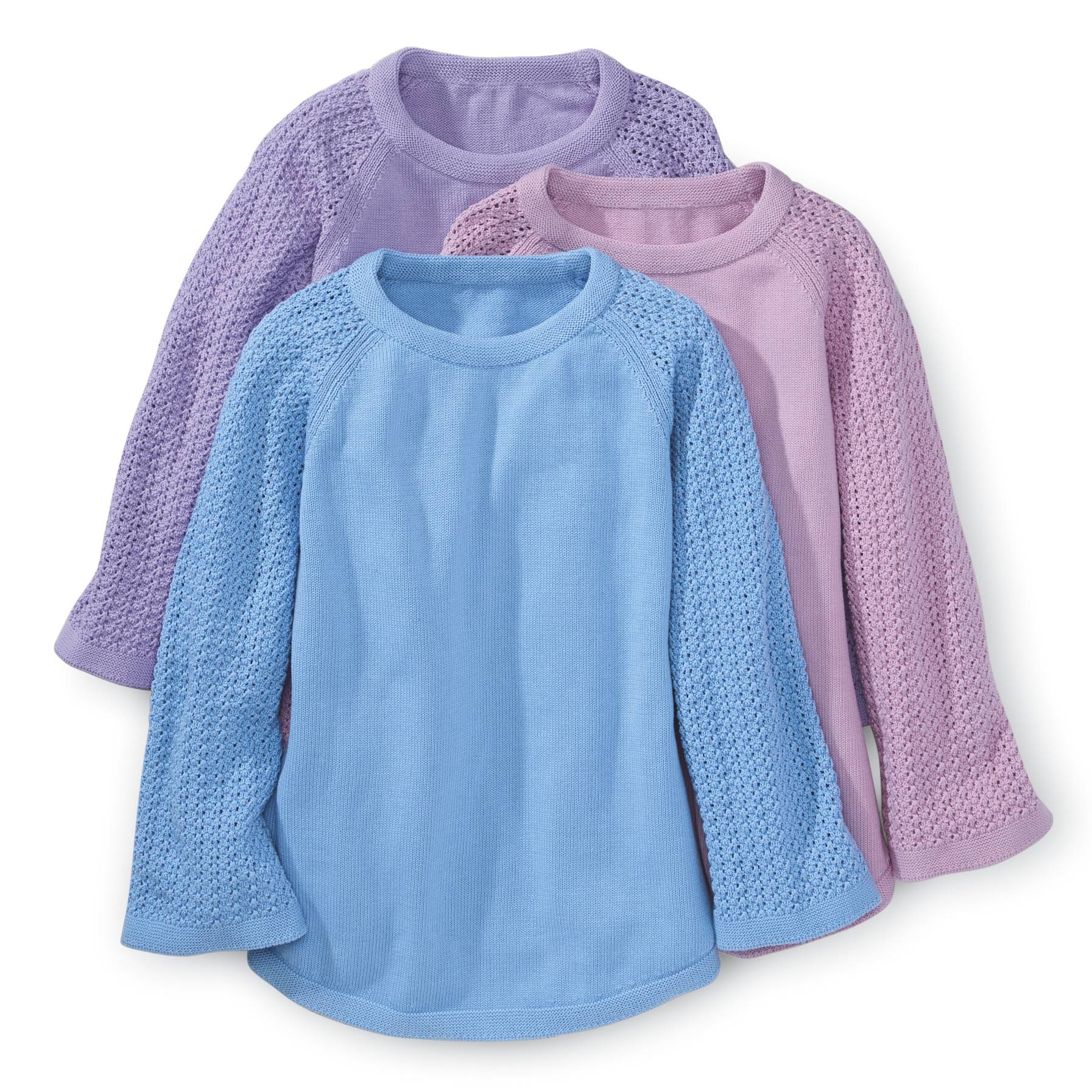 Cotton Textured-Stitch Sleeve Sweater, 3/4 Raglan Sleeves - Northstyle Catalog