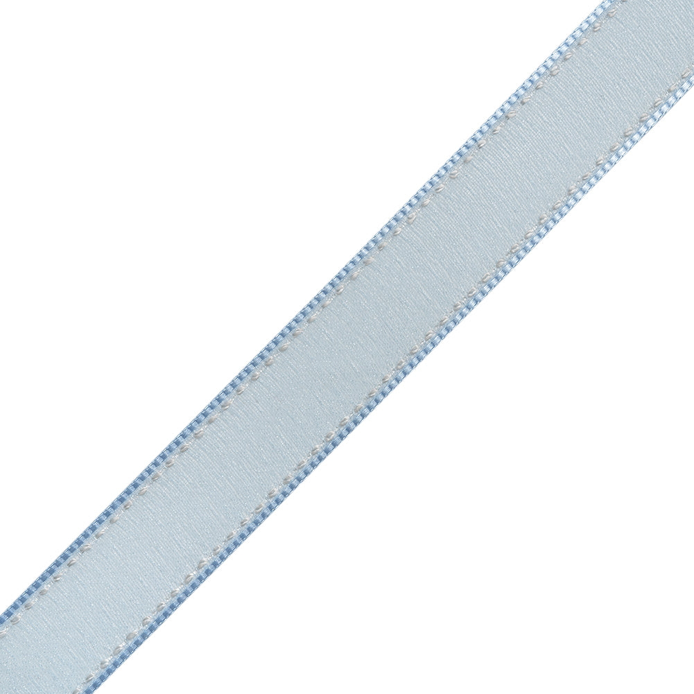 Sheer Ribbon with White Stitched Border - 0.75