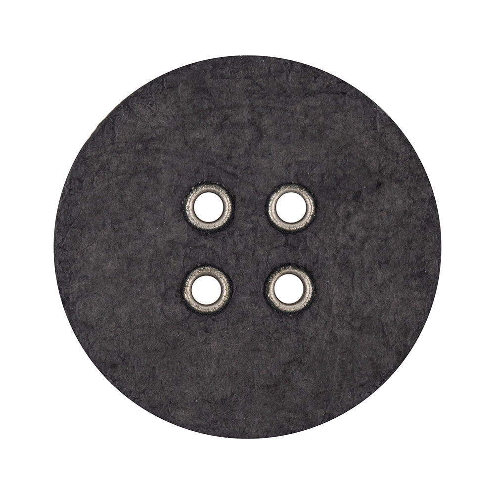 Italian Raven and Shiny Silver Metal 4-Hole Leather Button - 52L/33mm - Joann Fabrics