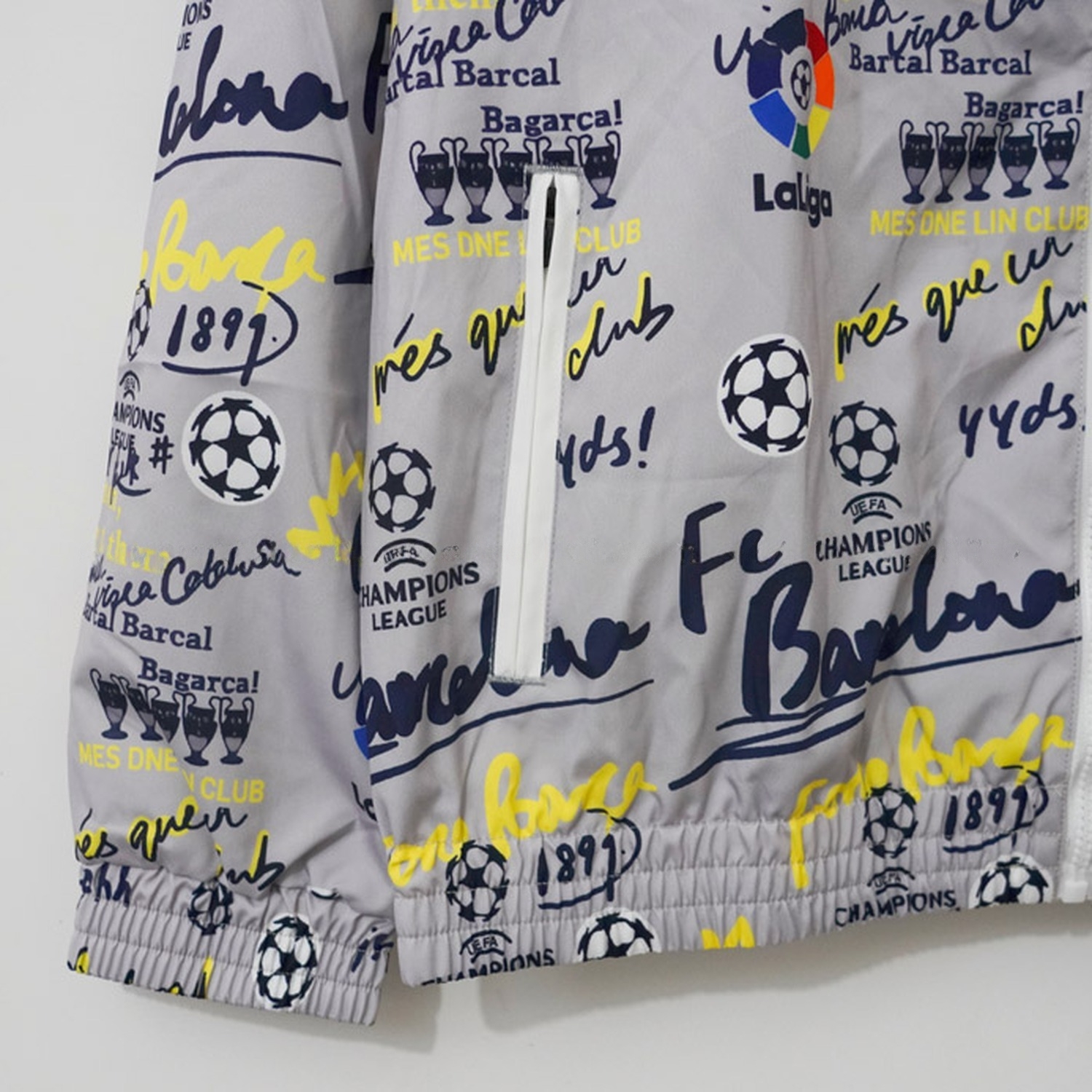 Barcelona 26-27 Barca Fonts Windbreaker Jacket - Grey - UnitedFutballJersey