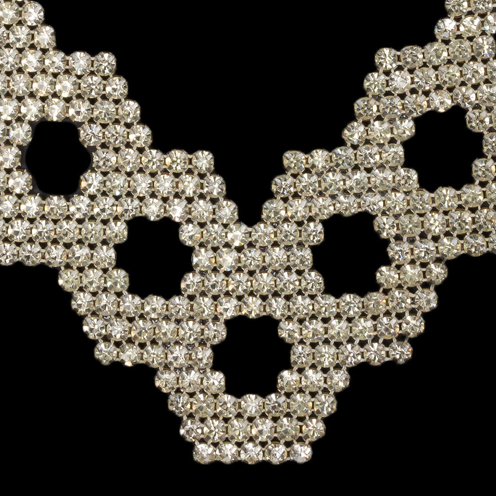 Vintage Crystal Rhinestone Hexagons Collar Applique - 8