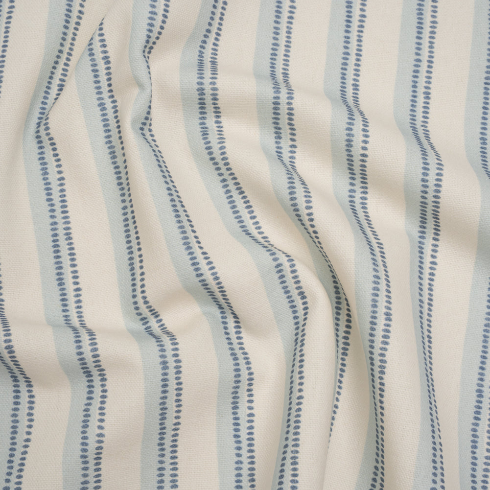 Cotton and Linen Canvas Print - Indigo Stripes and Dots - British Imported - Joann Fabrics
