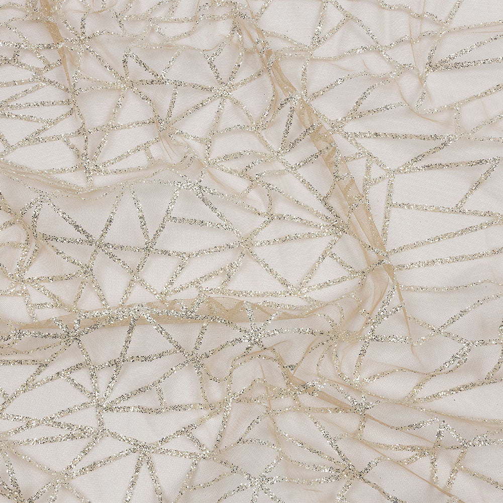Glitter Tulle - Mink and Silver Linear Geometry - Joann Fabrics