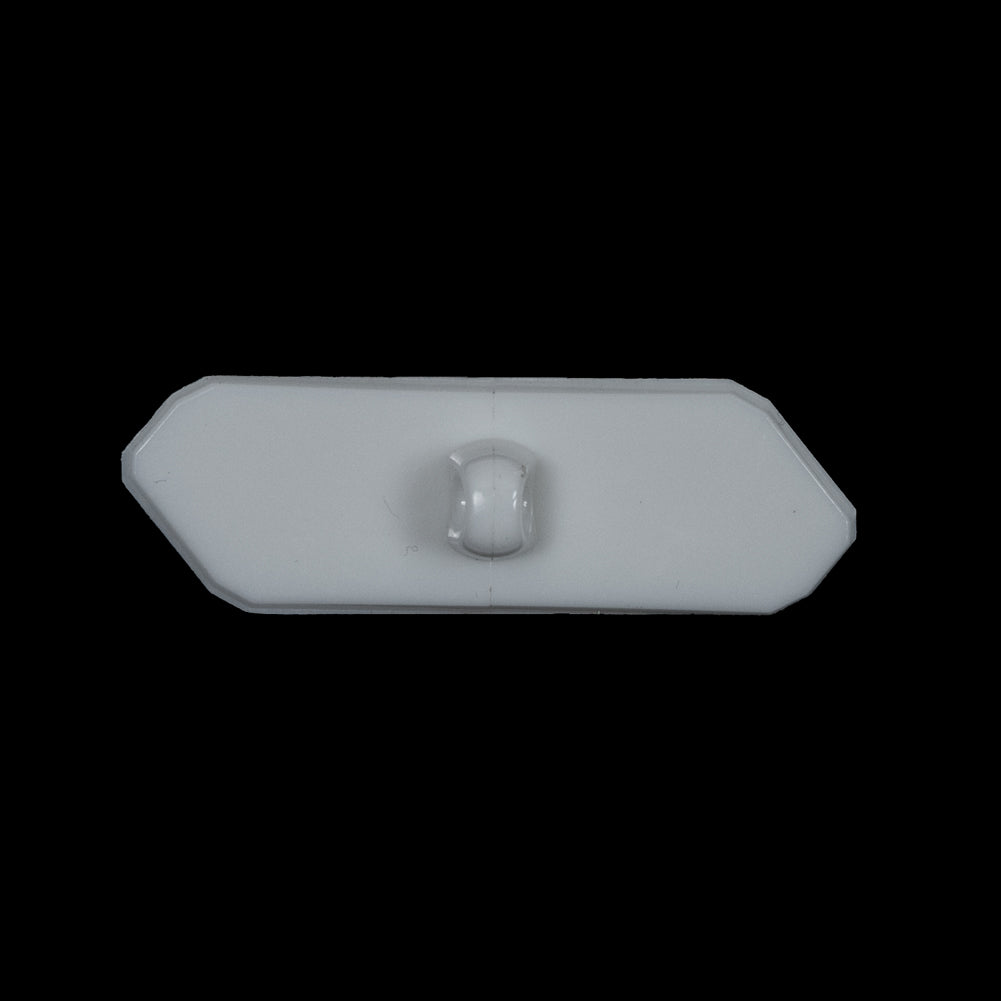 White Hexagon Plastic Shank-Back Button - 1.75