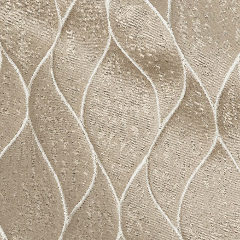 Polyester Jacquard - Taupe Leafy Lines - British Imported - Joann Fabrics