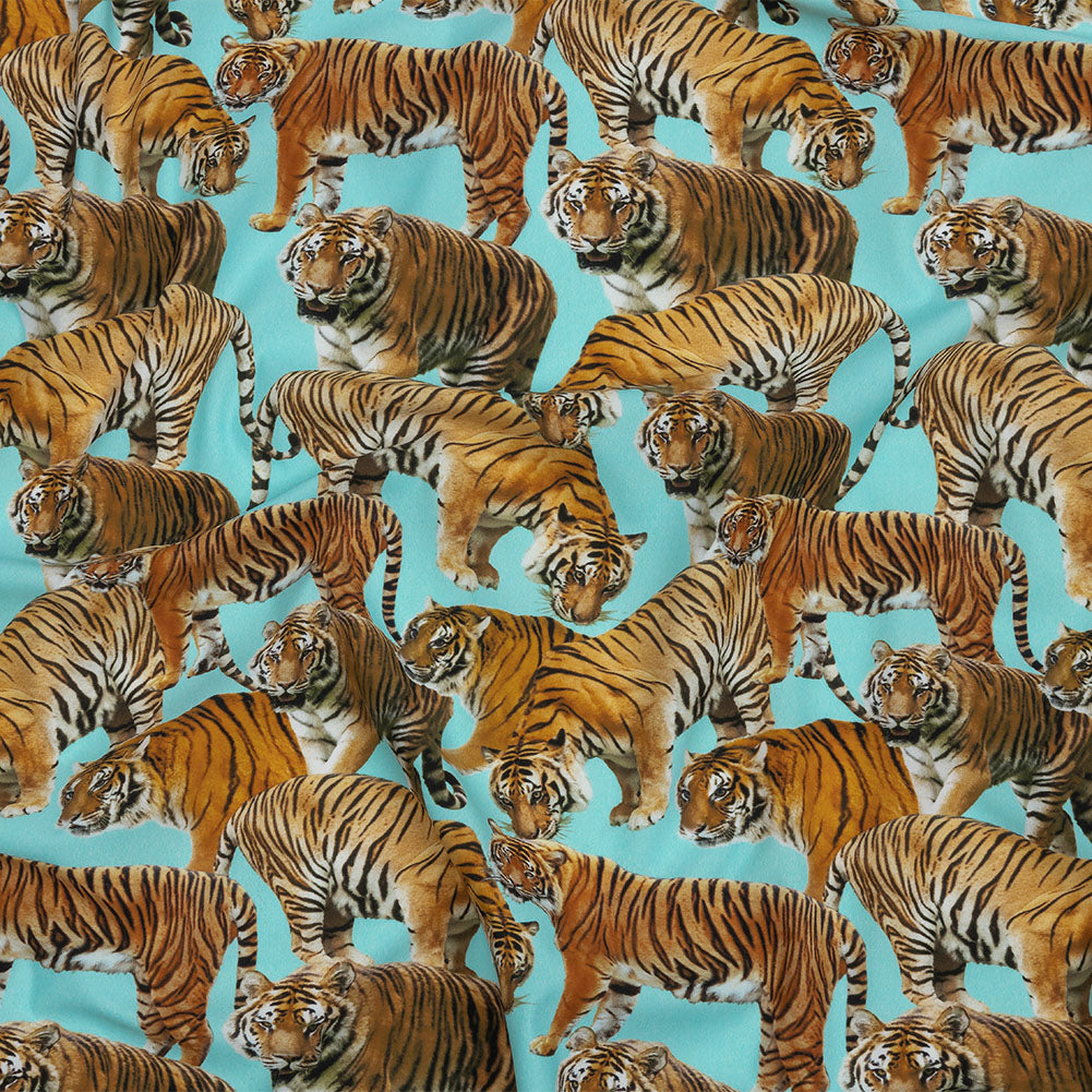 Sky Blue and Orange Tigers Stretch Nylon Jersey - Joann Fabrics