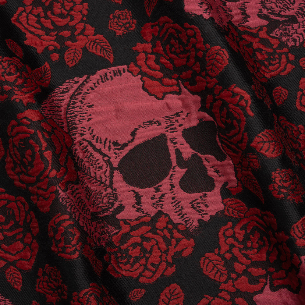 Floral and Skull Brocade - Black and Red - Mood Exclusive - Joann Fabrics