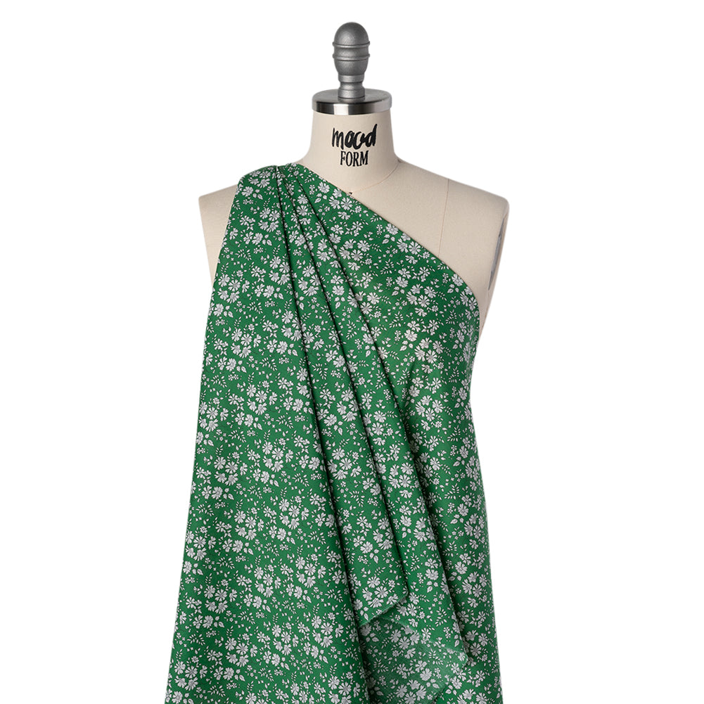 Liberty Fabrics Tana Lawn® - Capel Green - Kelly Green and White Outlined Florals - Joann Fabrics