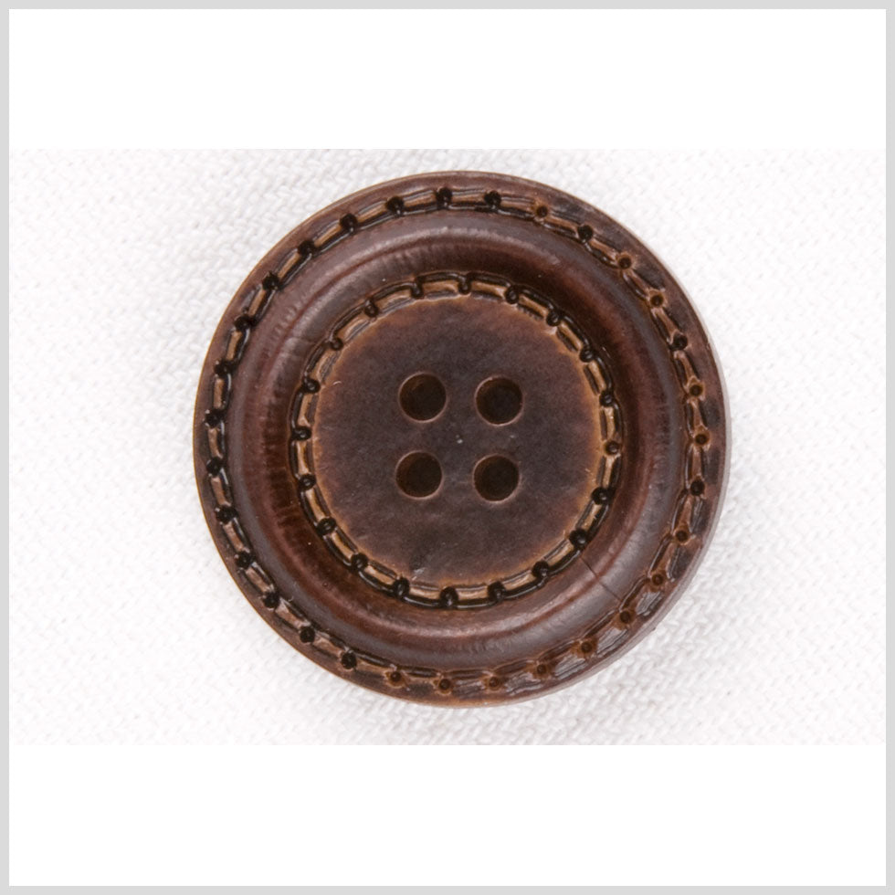 Plastic 4-Hole Button - 28L/18mm - Brown Faux Leather and Stitching - Joann Fabrics