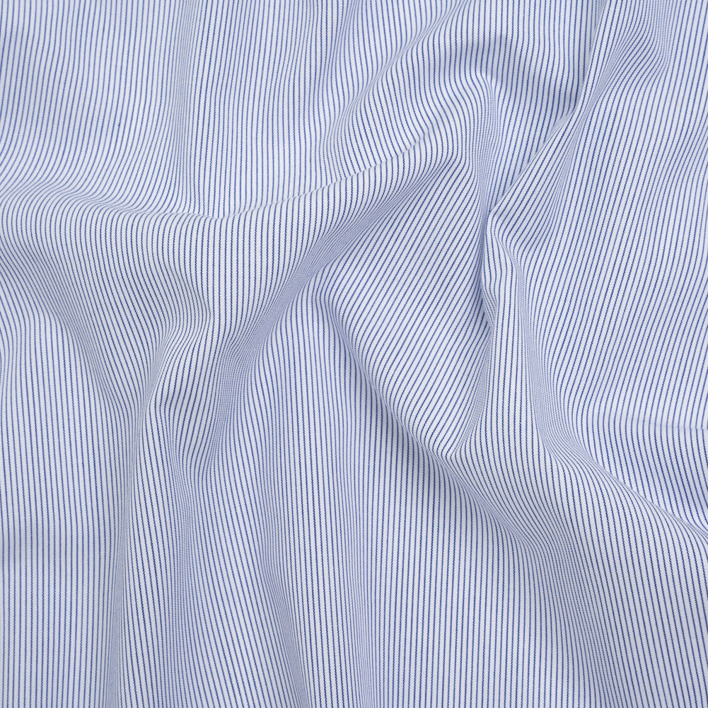 Cotton Shirting - Dark Blue and White Pinstripes - Deadstock - Joann Fabrics