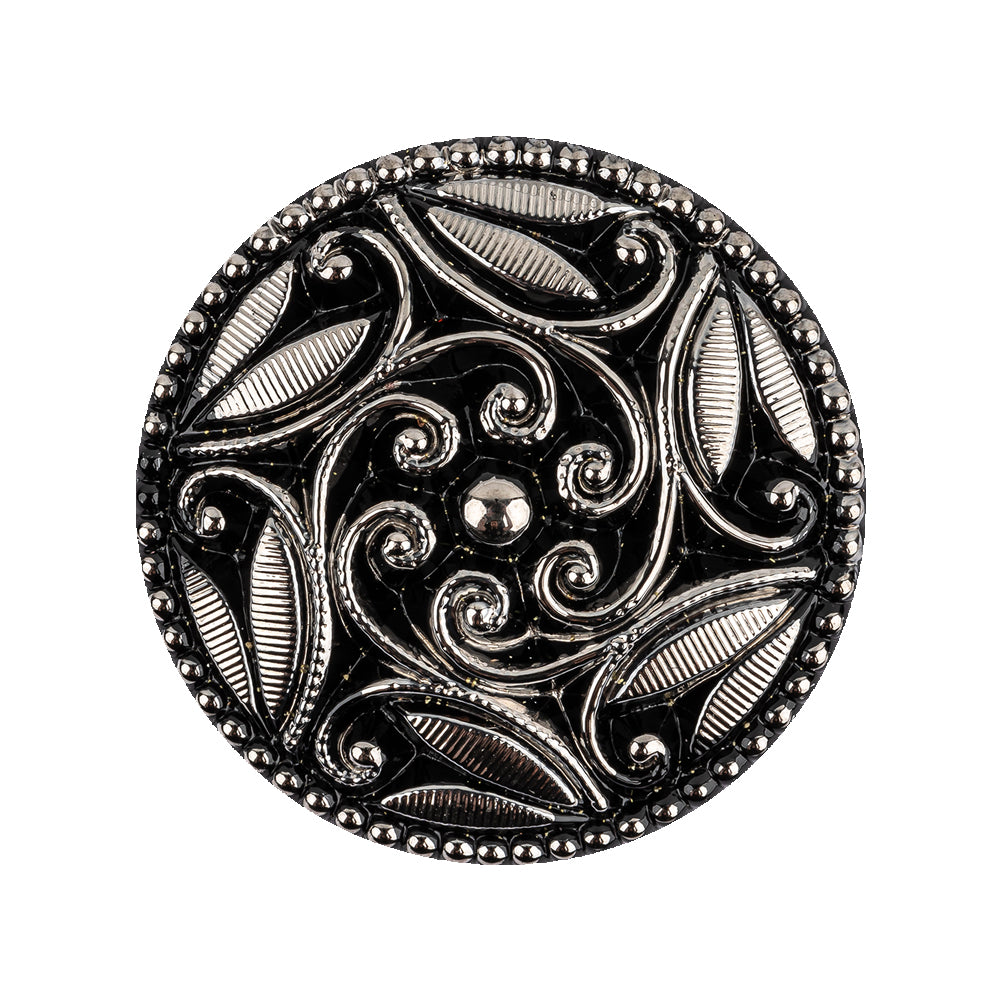 Black/Platinum Glass Button - 40L/25.5mm - Joann Fabrics