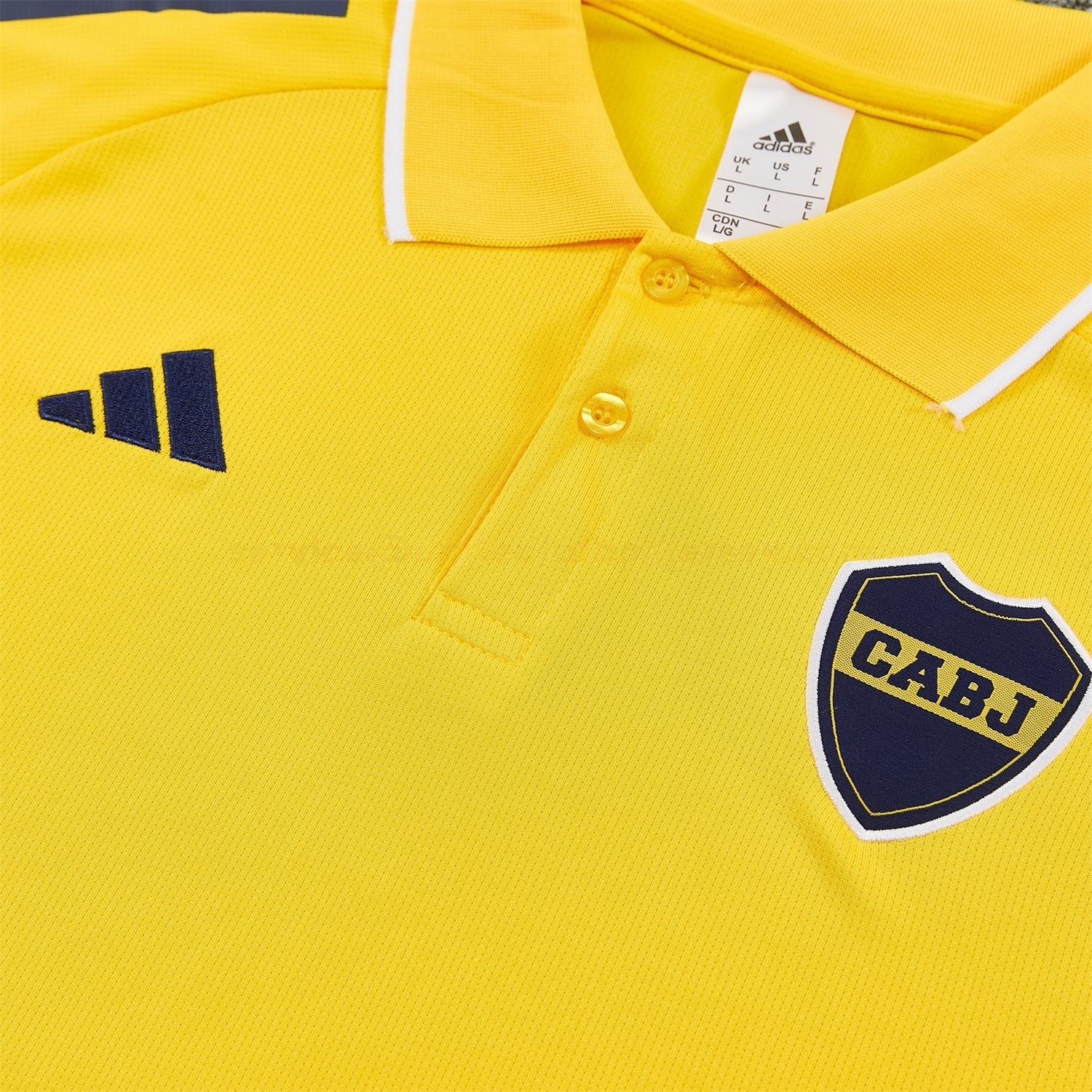 Boca Juniors 25-26 POLO Short-Sleeve Training Set - Yellow Top and Dark Blue Pants - UnitedFutballJersey