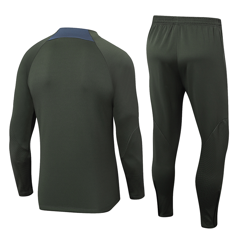 2023-2024 Psg Paris Saint-Germain Half-Pull Training Suit Army Green Set
