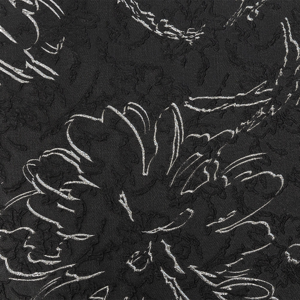 Metallic Silver and Black Floral Silhouettes Luxury Brocade - Joann Fabrics
