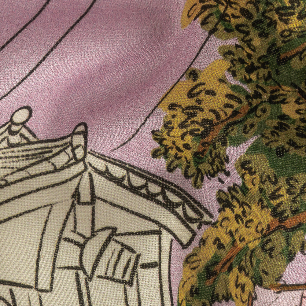 Cotton Voile - Multicolor Streetscapes and Trees - Growing Roots Print - Mood Exclusive Wisteria Collection - Joann Fabrics